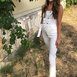 White Kittenish Jean Jumpsuit
